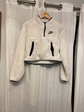 Nike Sportswear Sherpa Fleece Half-Zip Cropped Pullover Size S